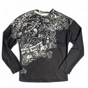 Men's Dark Grey Graphic Skull Long Sleeve Shirt XS